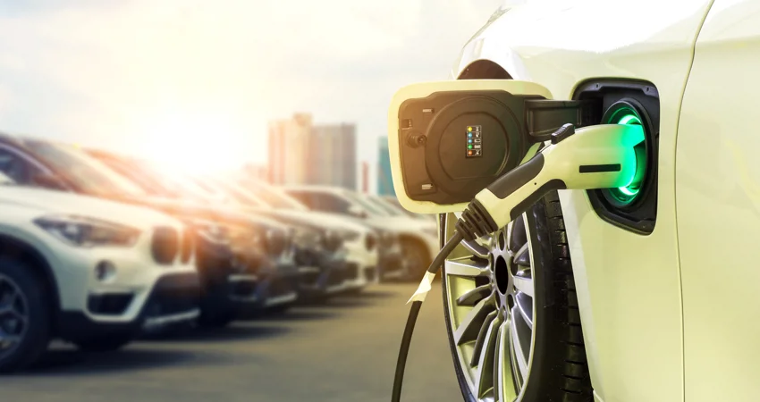 Stock image of electric car charging