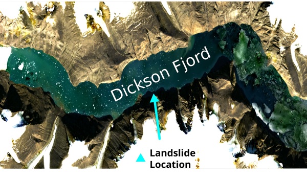 Copernicus Sentinel-2 satellite image of the Dickson Fjord in East Greenland. Credit: Thomas Monahan.