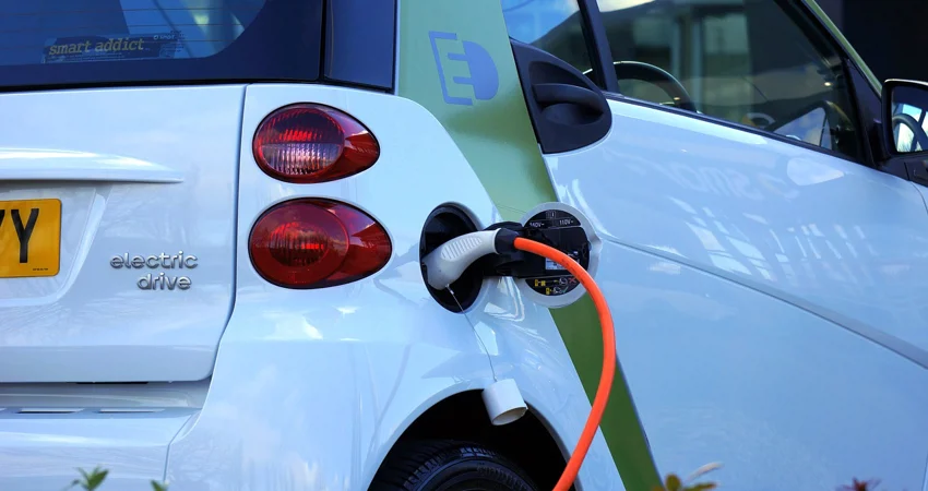 Stock image of electric car being charged